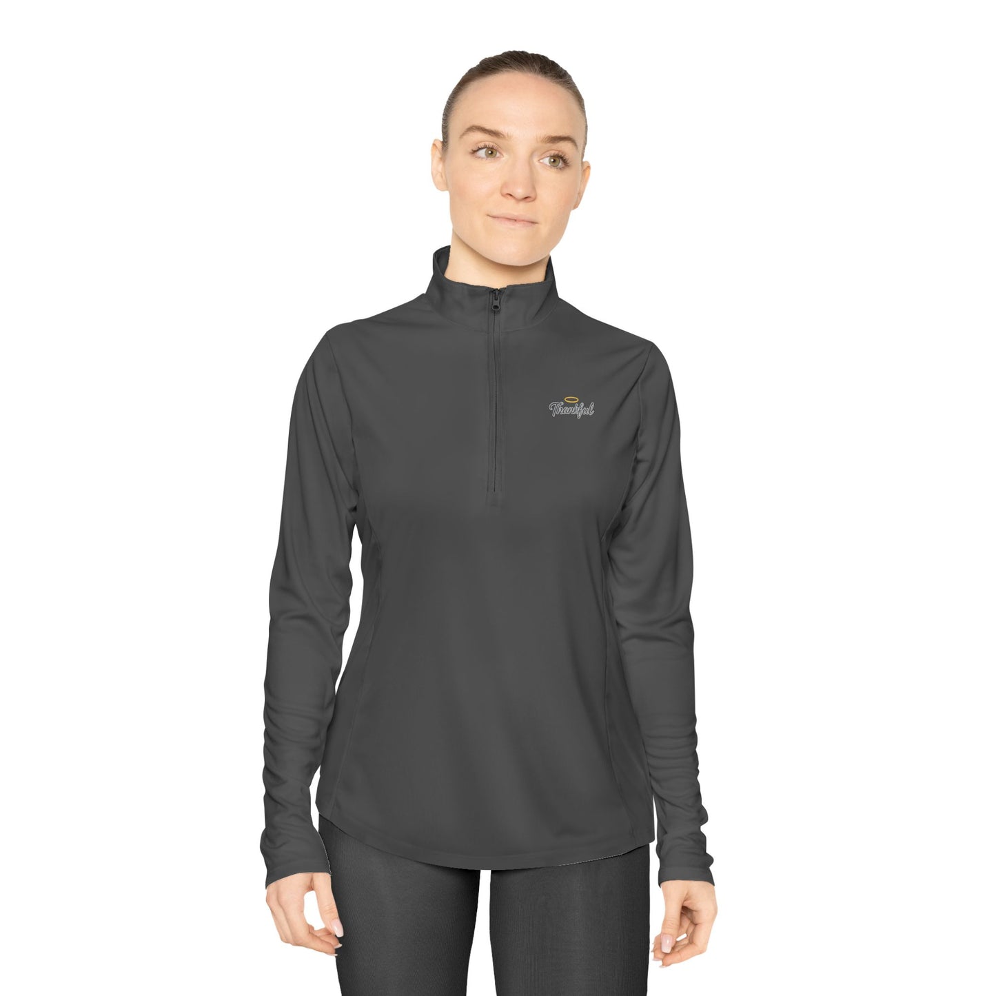 Ladies Quarter-Zip Pullover with Thankful Logo