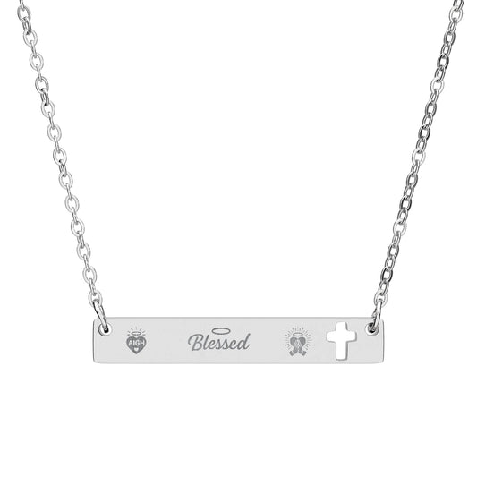 Engraved AIGH "Blessed" Cross Bar Necklace - Personalized Jewelry for Meaningful Moments