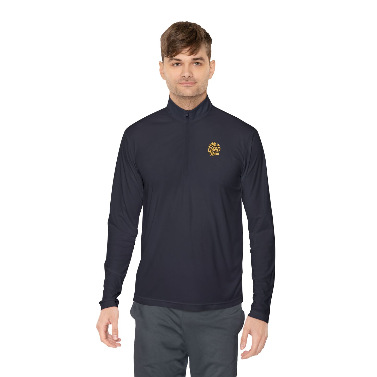 Casual Unisex Quarter-Zip AIGH Pullover with Modern Design