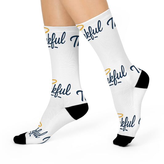 Thankful Cushioned Crew Socks for Gratitude and Comfort