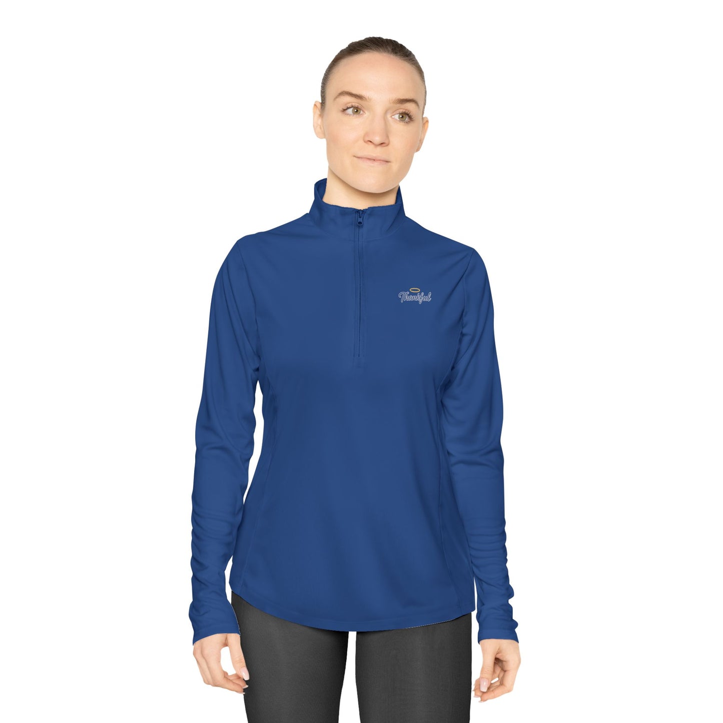 Ladies Quarter-Zip Pullover with Thankful Logo