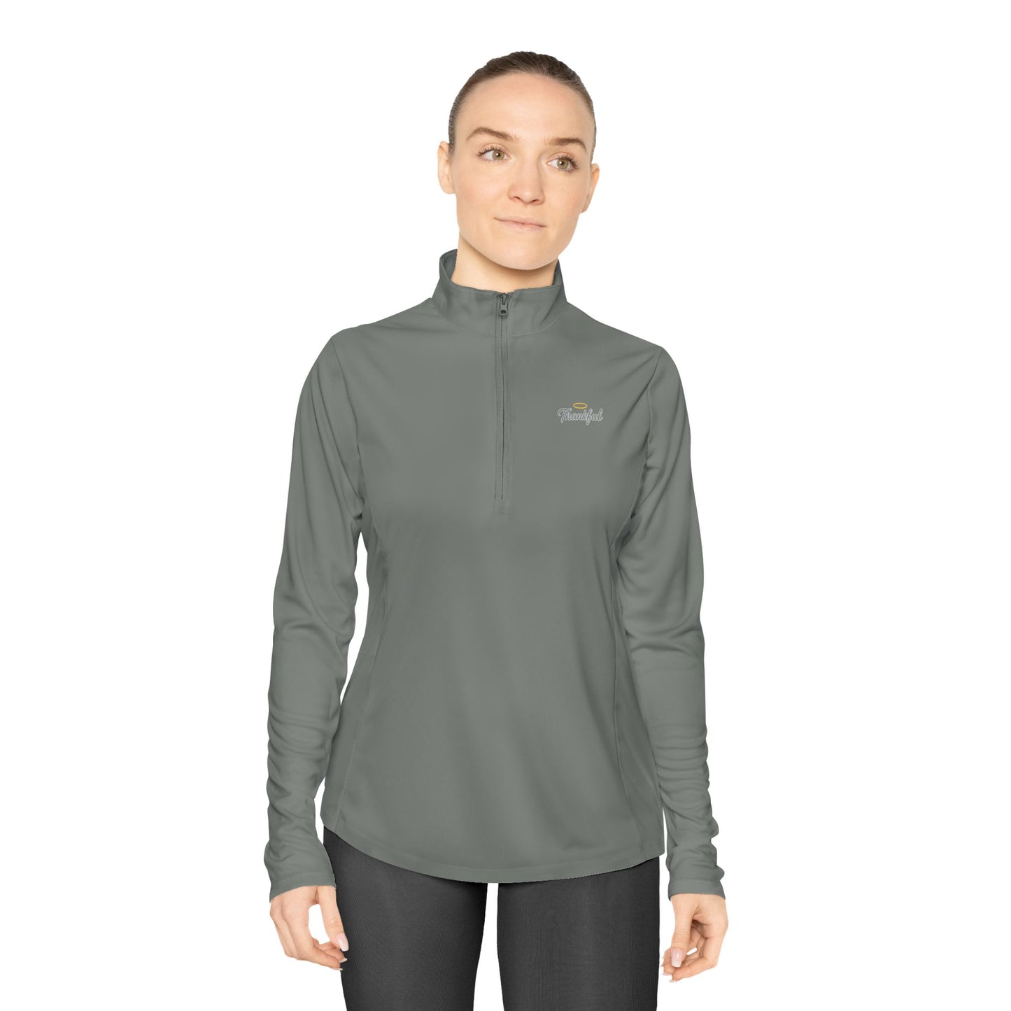 Ladies Quarter-Zip Pullover with Thankful Logo
