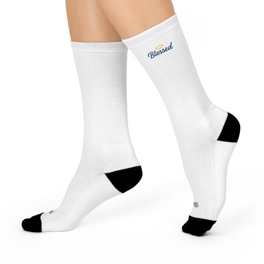 "Blessed" Cushioned Crew Socks for Gratitude and Comfort