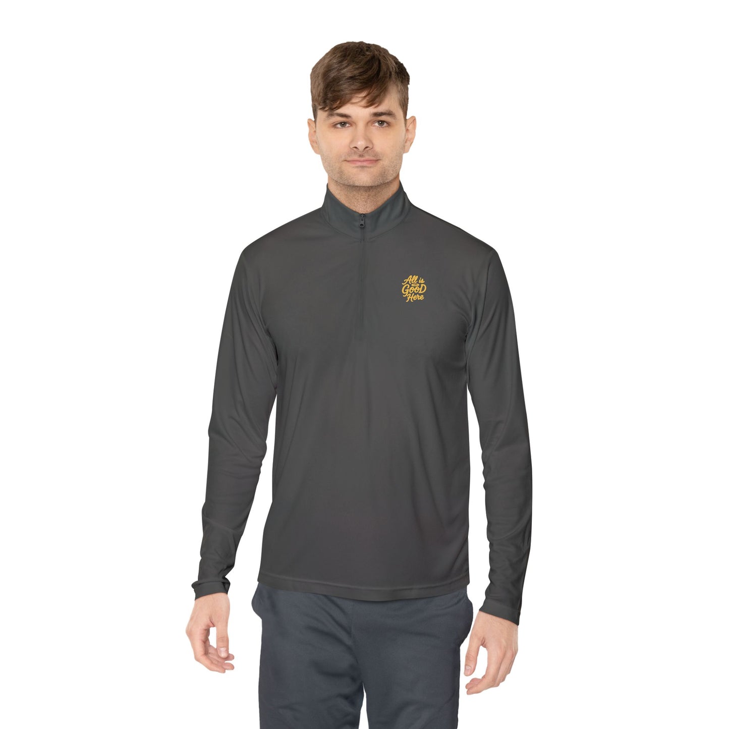 Casual Unisex Quarter-Zip AIGH Pullover with Modern Design