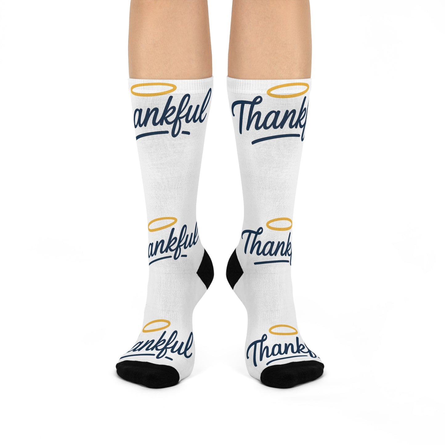 Thankful Cushioned Crew Socks for Gratitude and Comfort