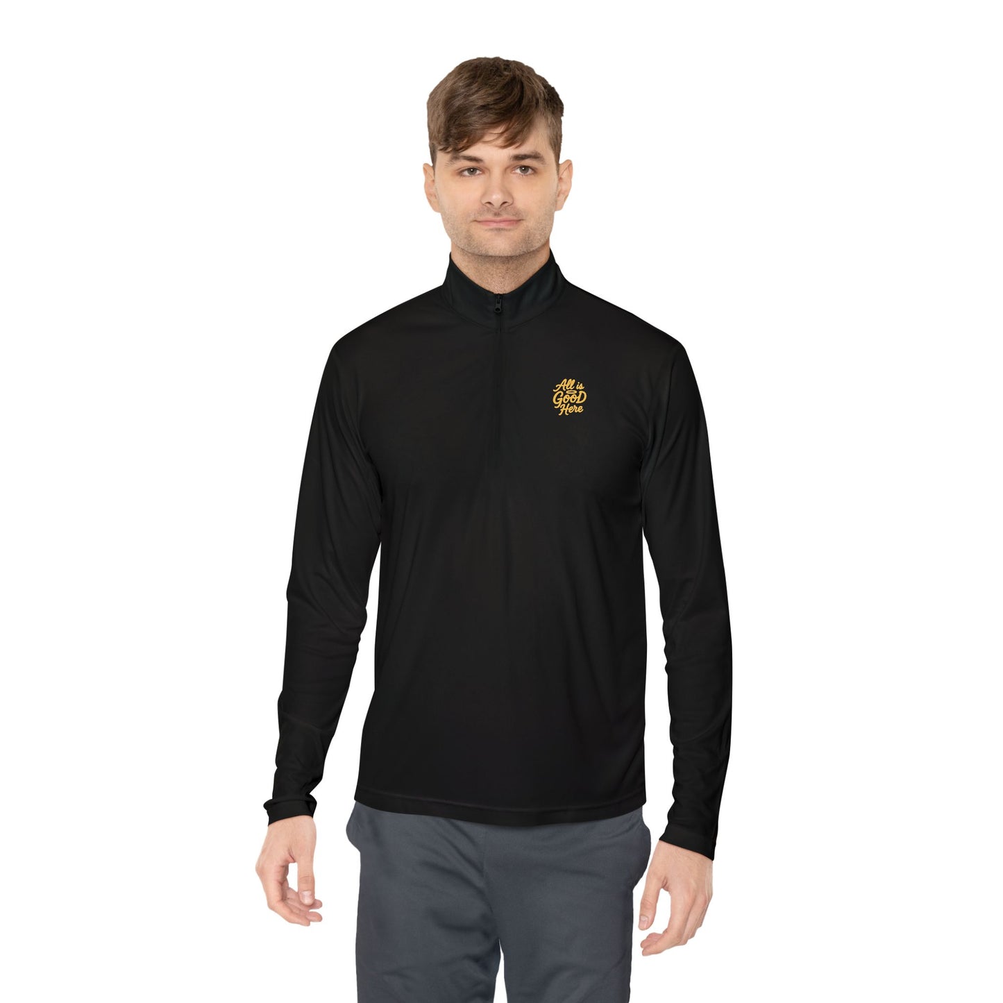 Casual Unisex Quarter-Zip AIGH Pullover with Modern Design