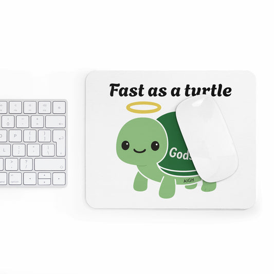 Cute Slow and Steady Wins the race Mouse Pad - "Fast as a Turtle" Design