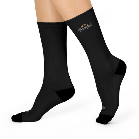 "Thankful" Cushioned Crew Socks for Gratitude and Comfort