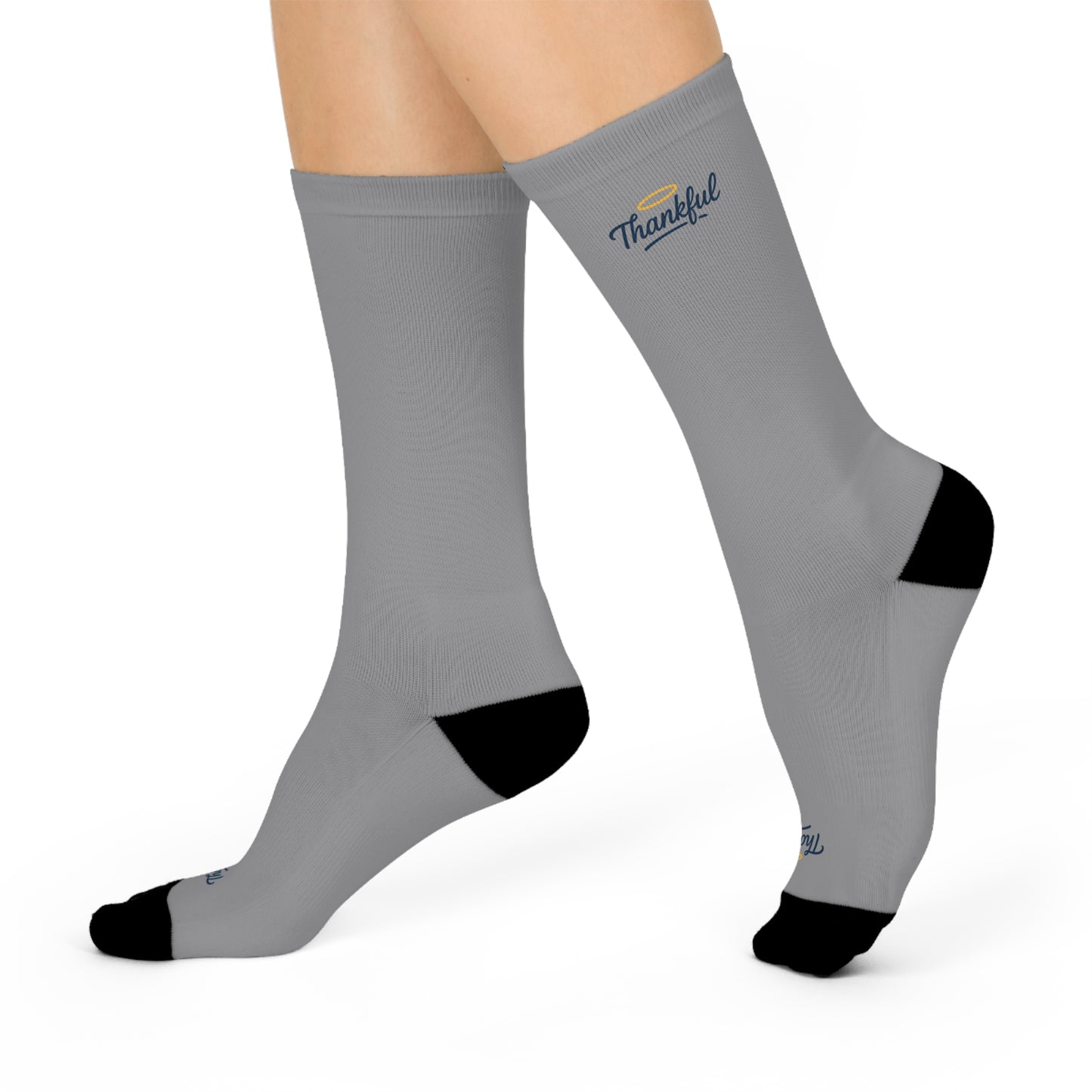 "Thankful" Cushioned Crew Socks for Gratitude and Comfort