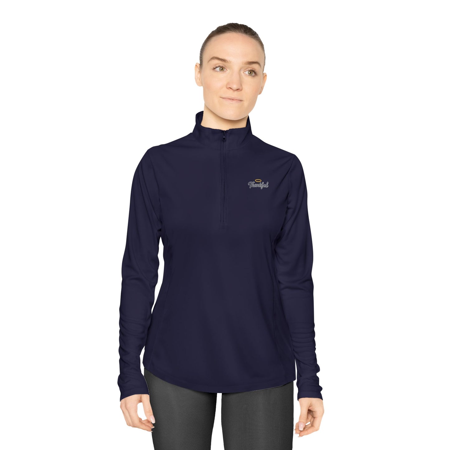 Ladies Quarter-Zip Pullover with Thankful Logo